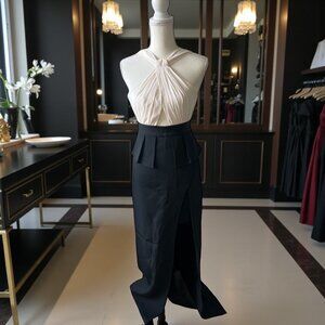 BCBGMAXAZRIA Beige Black Full Length Gown Size 0 NEW New with tags